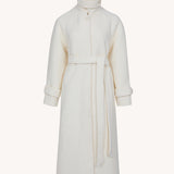 Wool Blend Belted Coat (White)