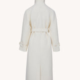 Wool Blend Belted Coat (White)