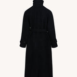 Wool Blend Belted Coat (Black)