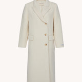 Notch Lapel Double-Breasted Coat (White)